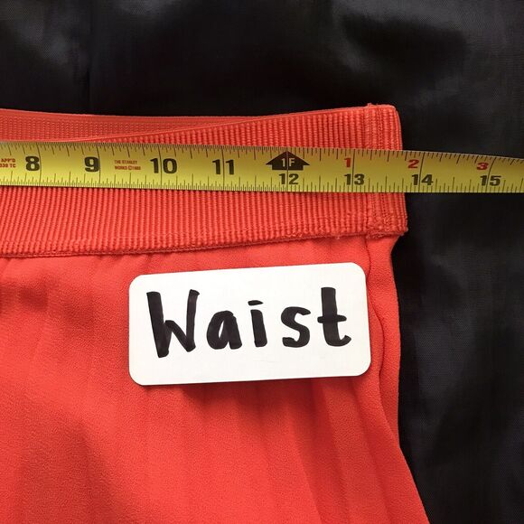 COS Bright Orange Pleated Mid Rise Chiffon Bold Flowy Minimal Midi Skirt - 38 S - Picture 6 of 9